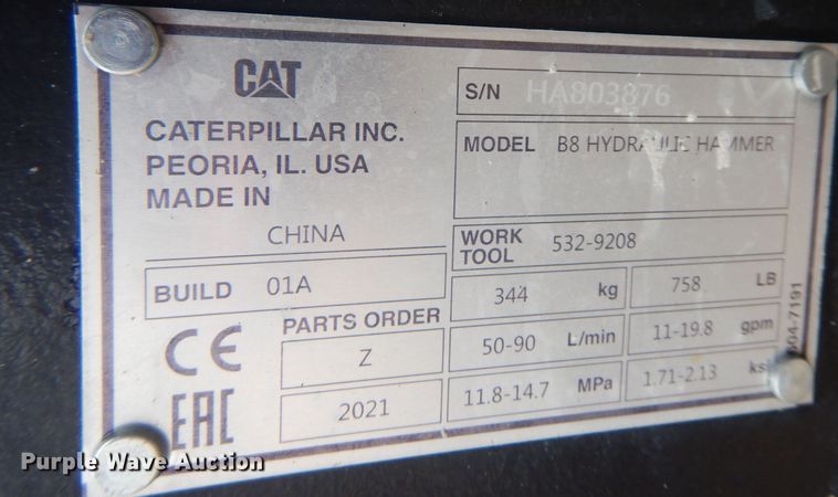 image for item DJ7016 Caterpillar B8  skid steer breaker