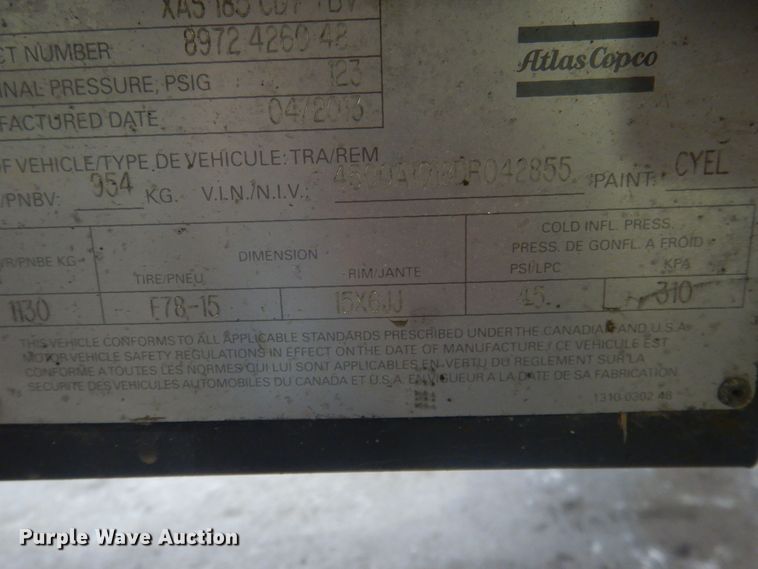 image for item DJ7020 2013 Atlas Copco XAS 185 CD7  air compressor