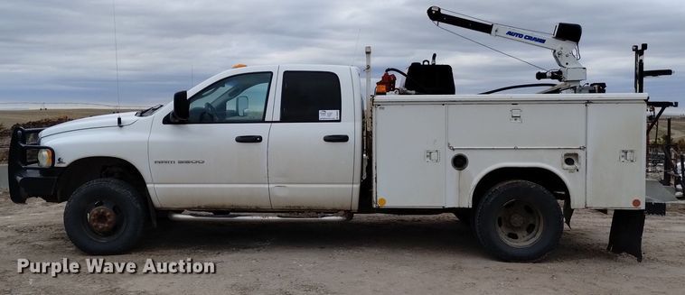 image for item DN6357 2003 Dodge Ram 3500  Quad Cab utility bed pickup truck