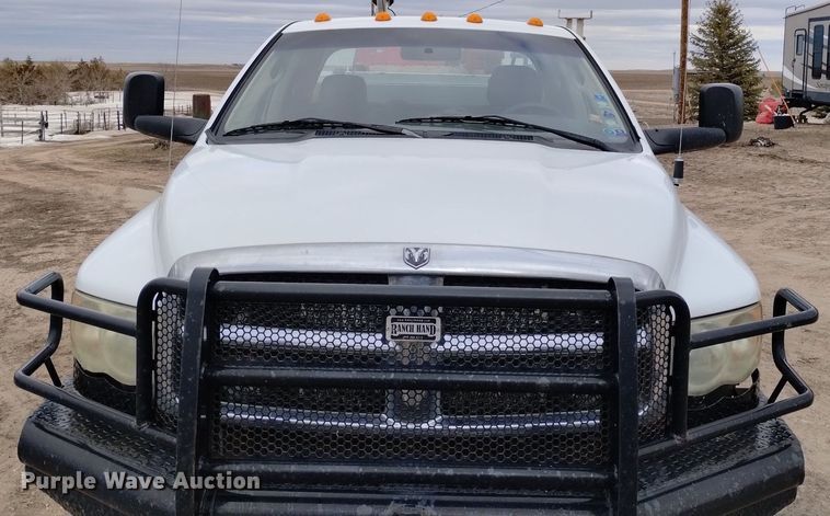 image for item DN6357 2003 Dodge Ram 3500  Quad Cab utility bed pickup truck