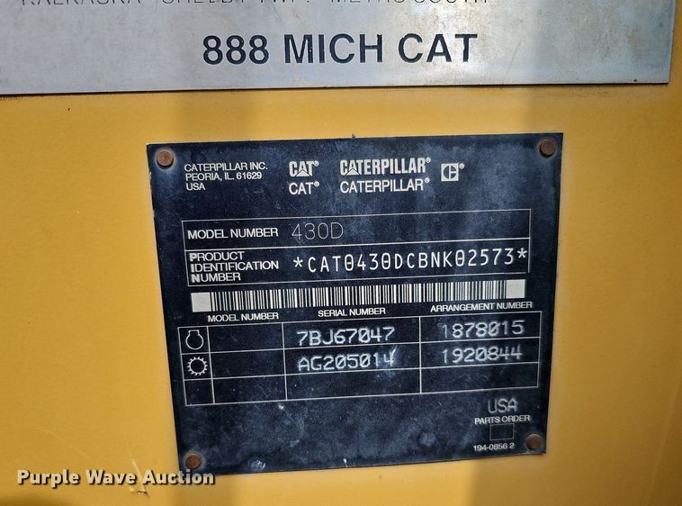 image for item DO4249 2002 Caterpillar 430D  backhoe