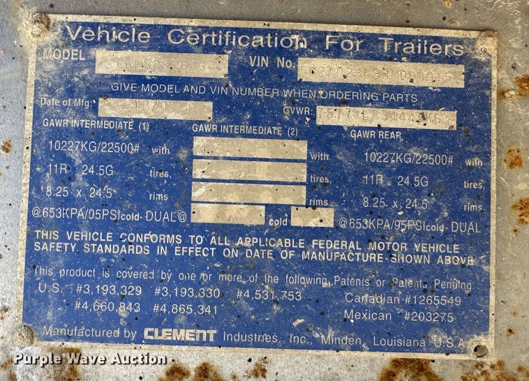 image for item DR5003 2003 Clement  end dump trailer