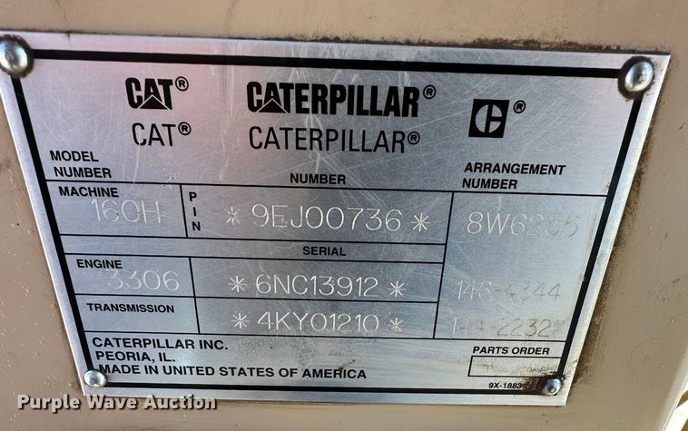 image for item DR5008 1999 Caterpillar 160H  motor grader