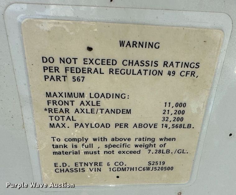 image for item DR5028 1998 GMC C7500  oil distributor truck