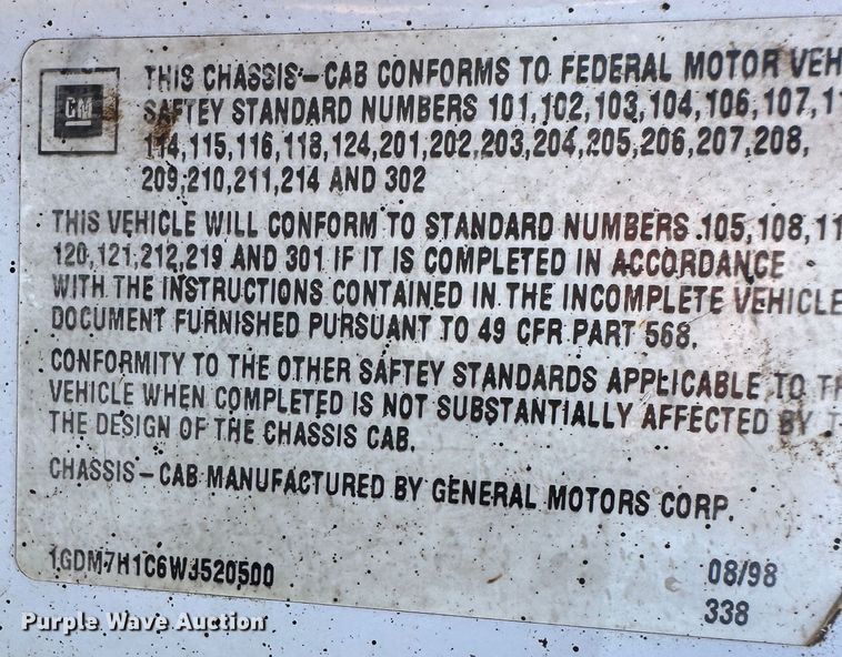 image for item DR5028 1998 GMC C7500  oil distributor truck