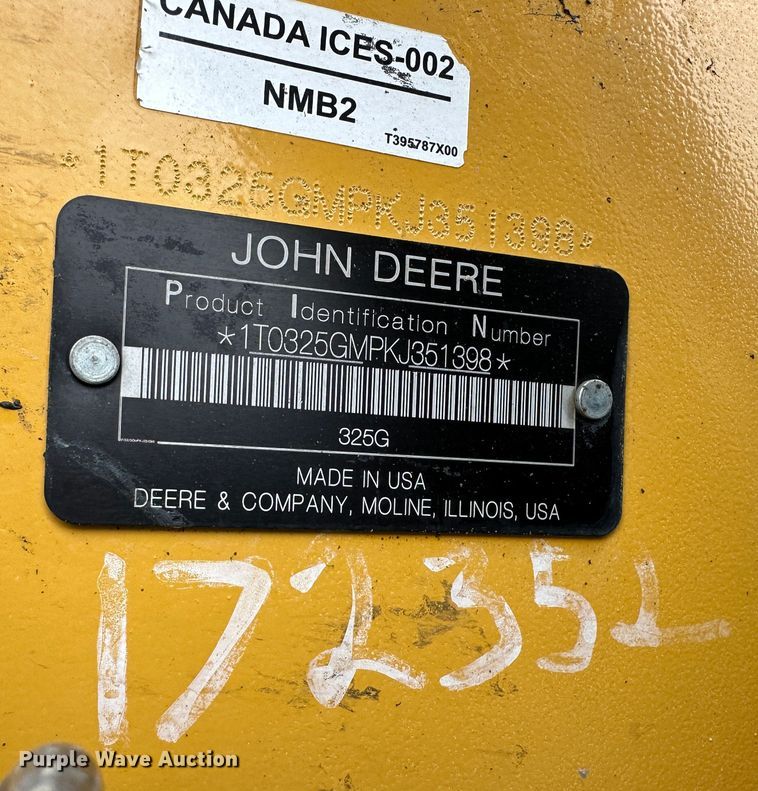 image for item DR5059 2019 John Deere 325G  tracked skid steer loader