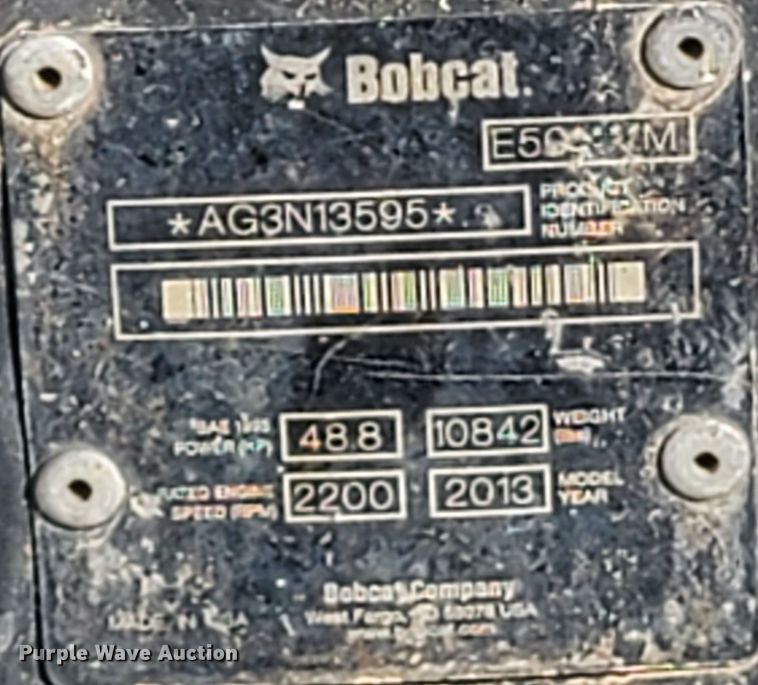 image for item HG9466 2013 Bobcat E50  mini excavator