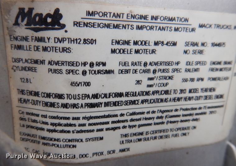 image for item IO9455 2014 Mack Granite  dump truck