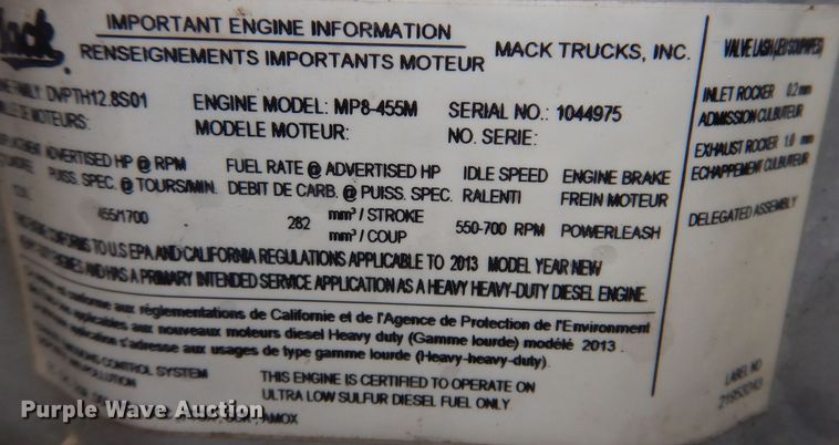 image for item IO9455 2014 Mack Granite  dump truck