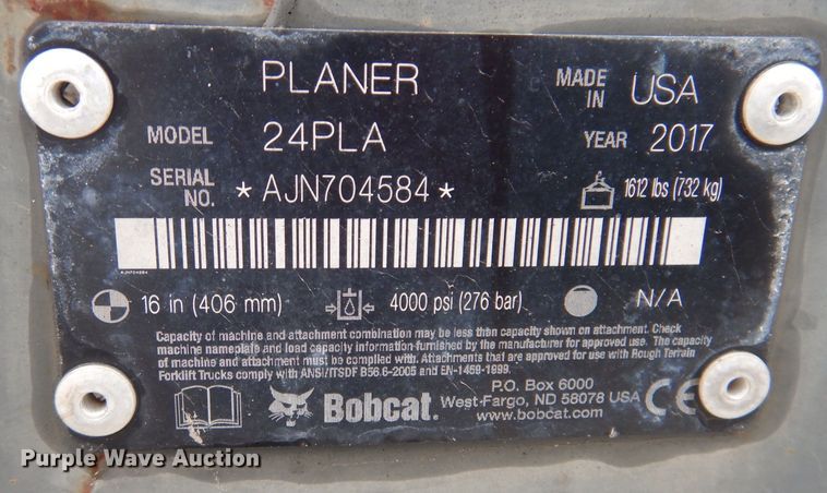 image for item IO9498 2017 Bobcat 24PLA  skid steer cold planer