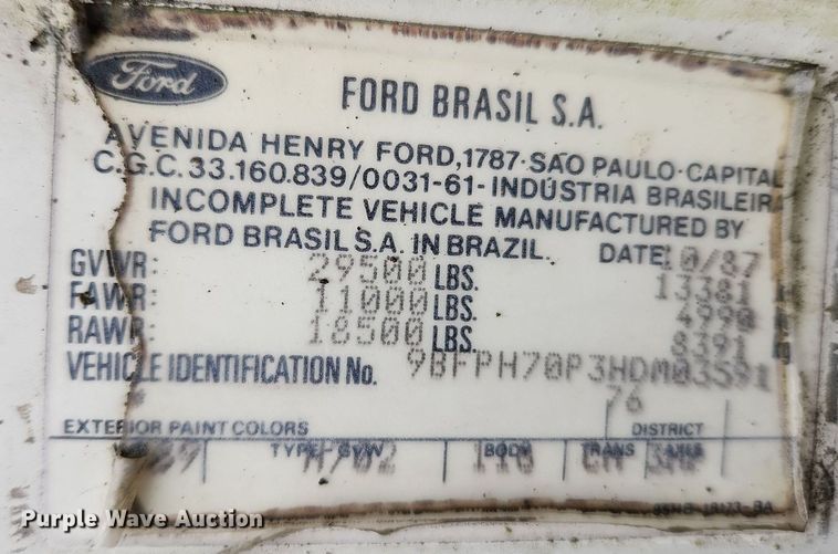 image for item JB9700 1987 Ford CF7000  seal coat truck