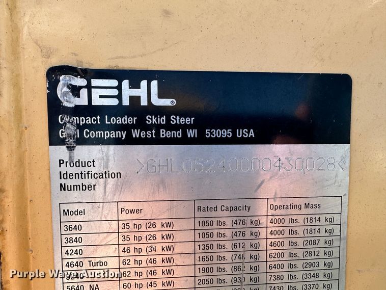 image for item KX9192 2008 Gehl 5240E  skid steer loader