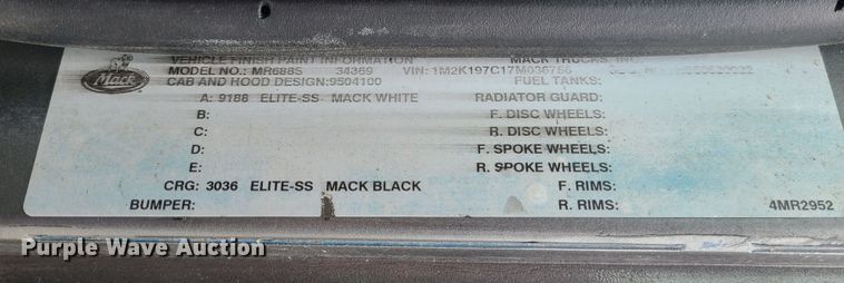 image for item LH9956 2007 Mack MR688S  material conveyor truck