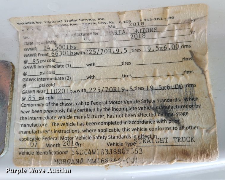 image for item LH9962 2018 Isuzu NPR  box truck