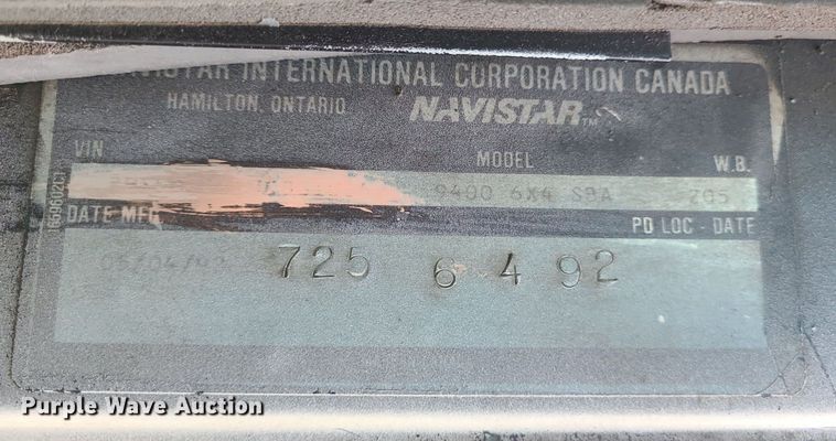 image for item LI9022 1992 International 9400  dump truck