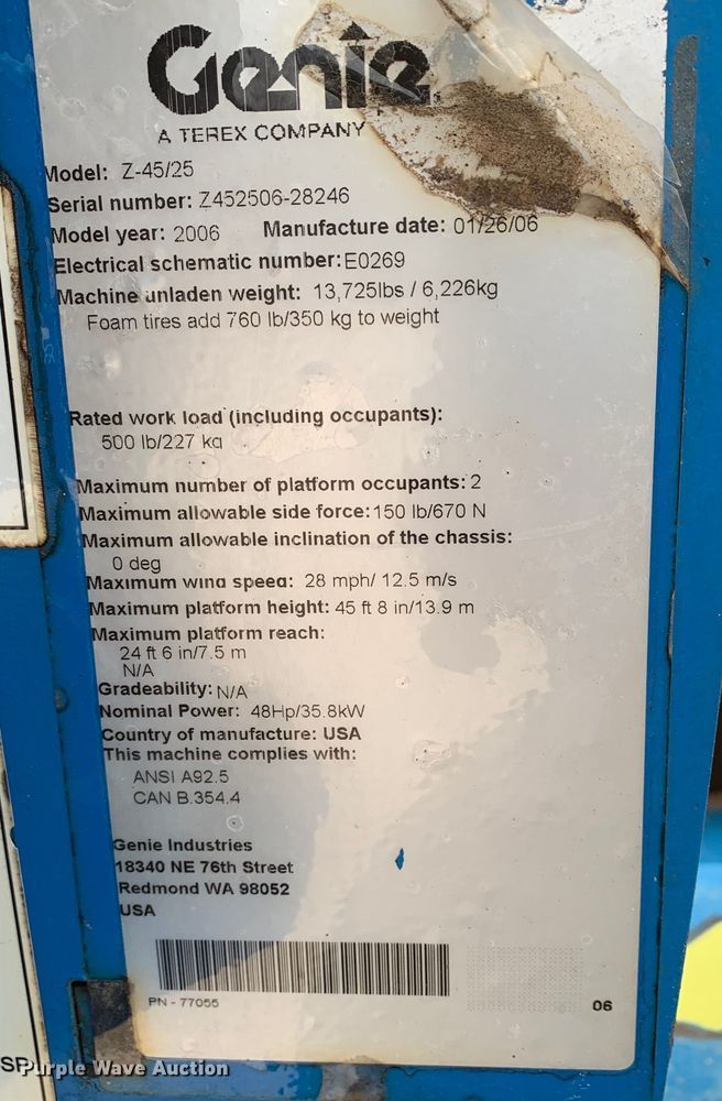 image for item LI9228 2006 Genie Z-45/25  boom lift
