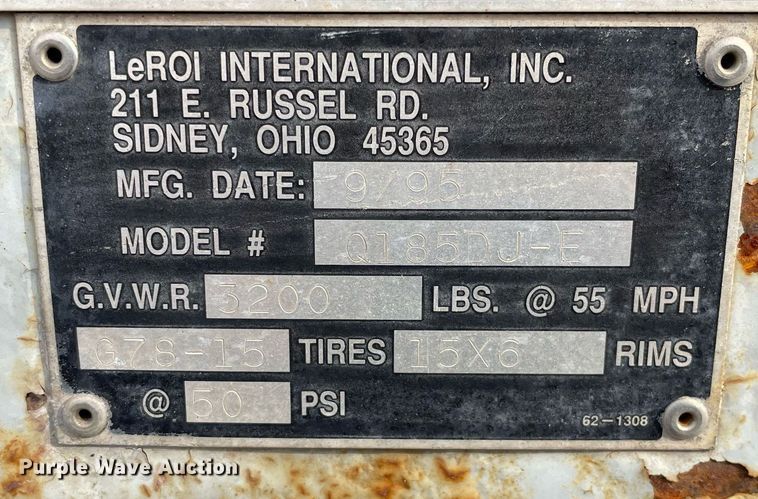 image for item LJ9567 1995 Leroi Q185DJ-E  air compressor