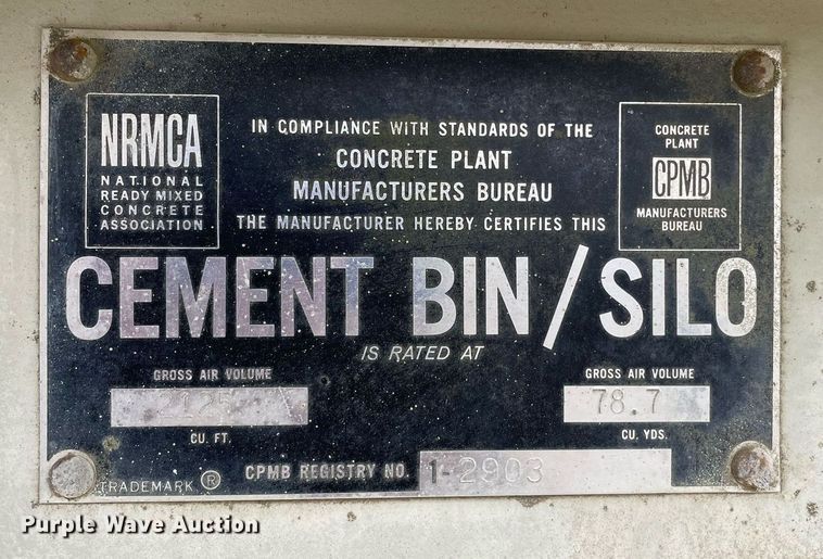 image for item LJ9569 C&W MFG CP305  cement silo