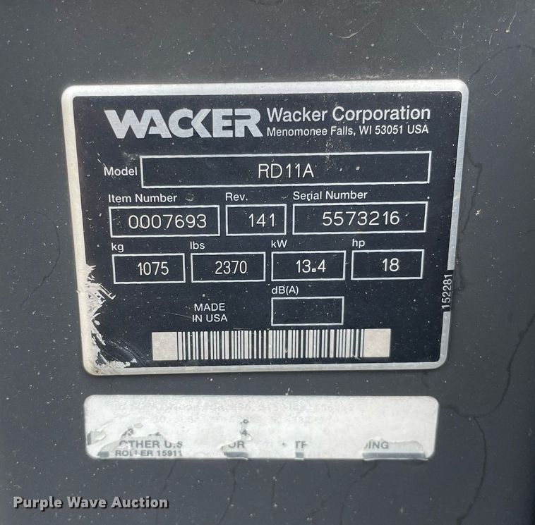 image for item LJ9605 2005 Wacker RD11A  double drum vibratory roller