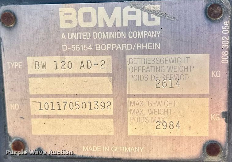 image for item LP9856 1994 Bomag BW120AD-2  double drum roller