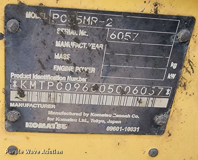 image for item LV9348 Komatsu PC35MR-2  mini excavator