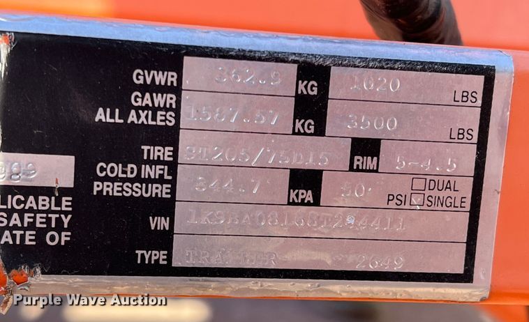 image for item LW9277 2008 K&K Systems  arrow board trailer