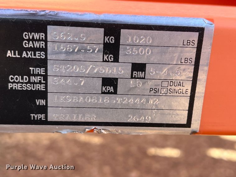 image for item LW9278 2008 K&K Systems  arrow board trailer