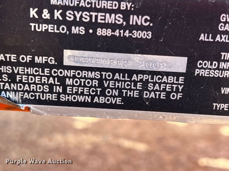 image for item LW9278 2008 K&K Systems  arrow board trailer