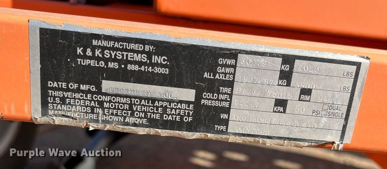 image for item LW9279 2008 K&K Systems  arrow board trailer