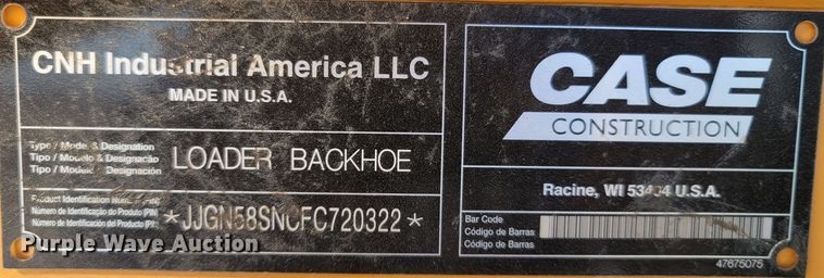 image for item MB9853 2015 Case 580 Super N  backhoe