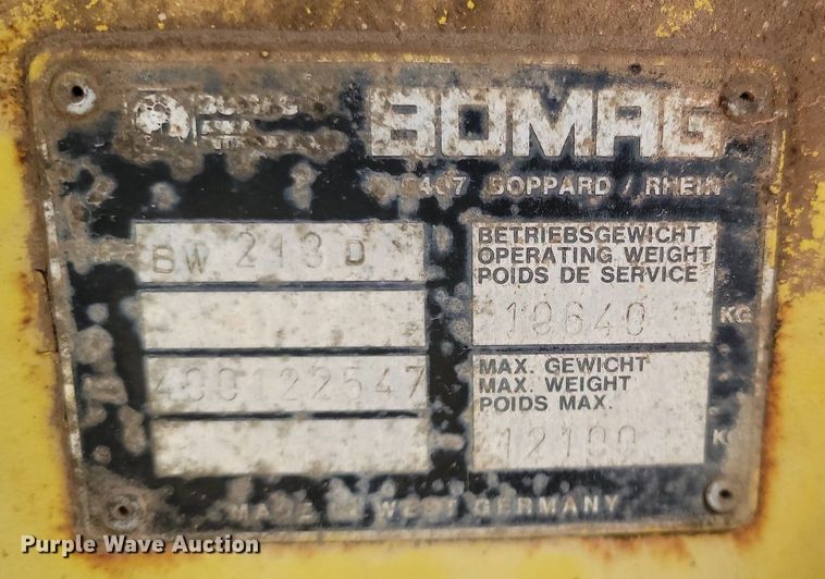 image for item MB9881 1986 Bomag BW213D  single drum vibratory roller
