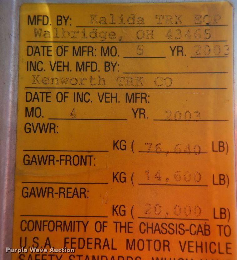 image for item MO9575 2004 Kenworth T800  dump truck