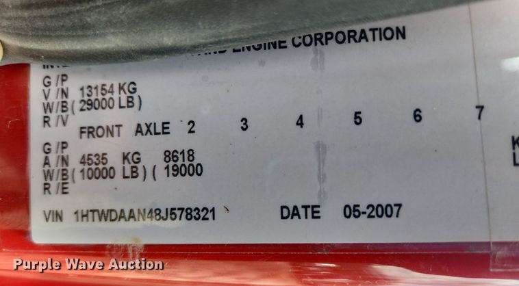 image for item MW9559 2008 International WorkStar 7400  flatbed truck