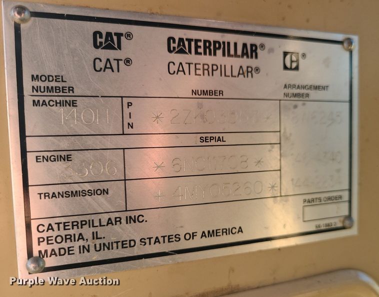 image for item MX9601 1999 Caterpillar 140H  motor grader