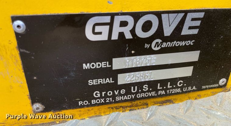 image for item MY9248 2007 Grove RT875E  crane