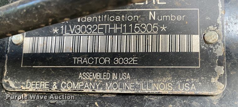 image for item DL7093 2017 John Deere 3032E  MFWD tractor