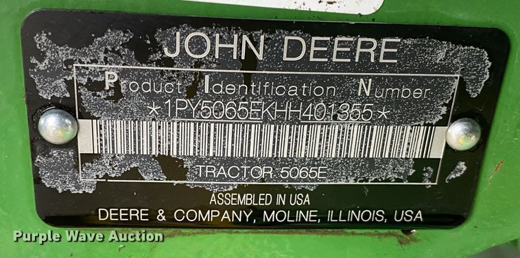 image for item DL7095 2017 John Deere 5065E  MFWD tractor