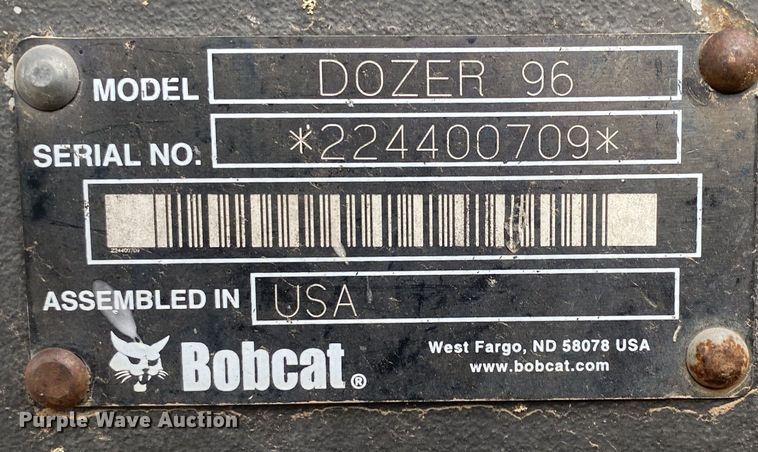 image for item DL7098 Bobcat Dozer 96  skid steer dozer blade