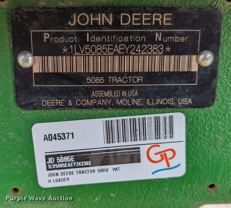image for item LF9754 2014 John Deere 5058E  MFWD tractor