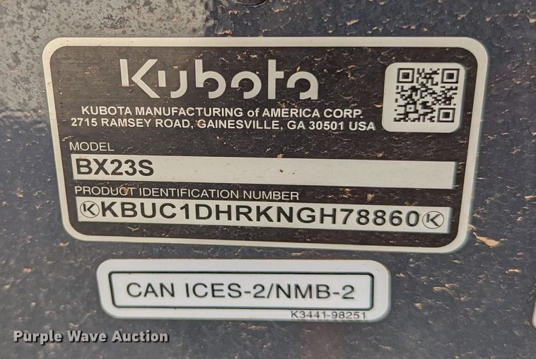 image for item LF9756 2022 Kubota BX23S  backhoe