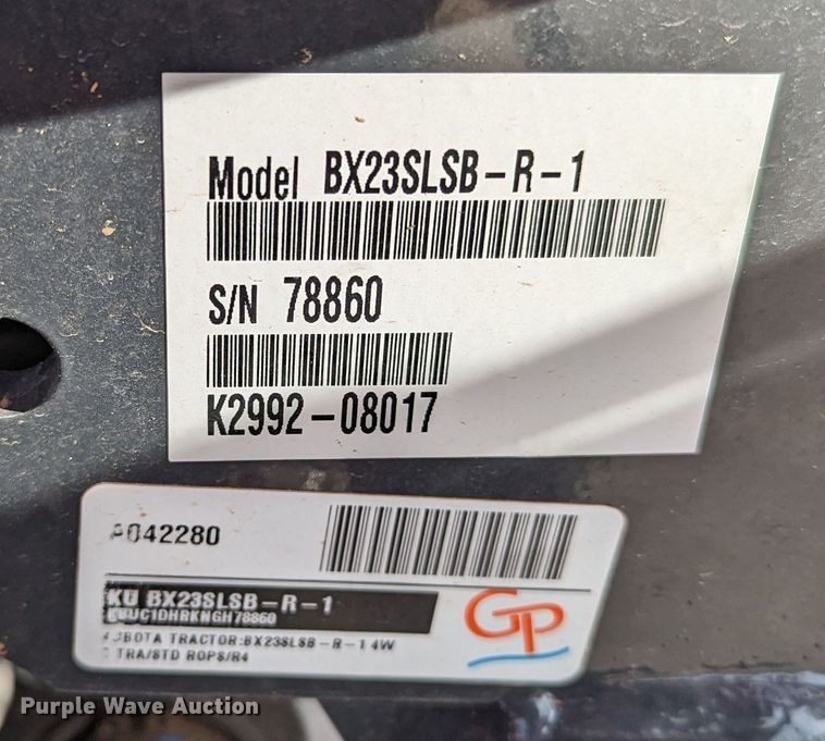 image for item LF9756 2022 Kubota BX23S  backhoe