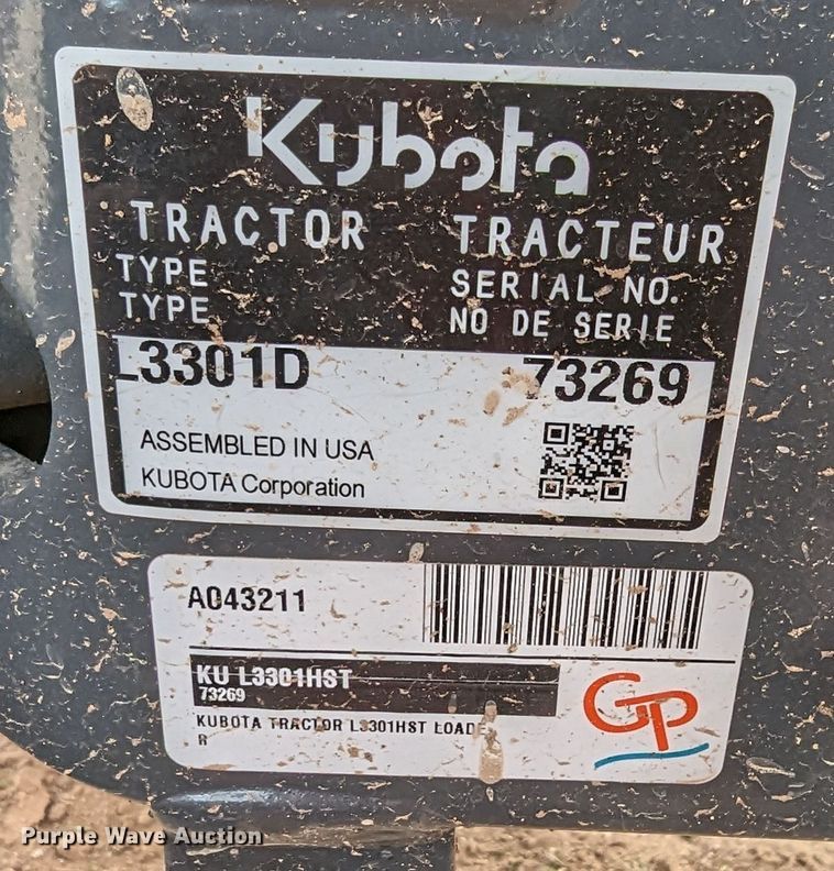 image for item LF9771 2019 Kubota L3301D  tractor