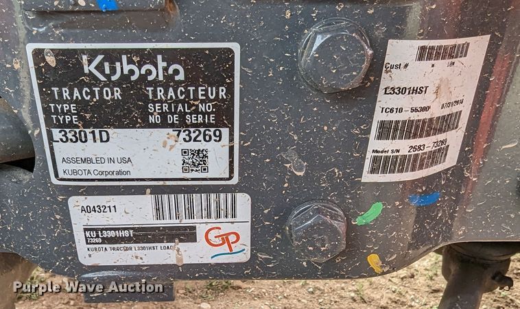 image for item LF9771 2019 Kubota L3301D  tractor