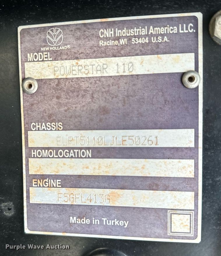 image for item LR9552 2019 New Holland Powerstar 110  MFWD tractor