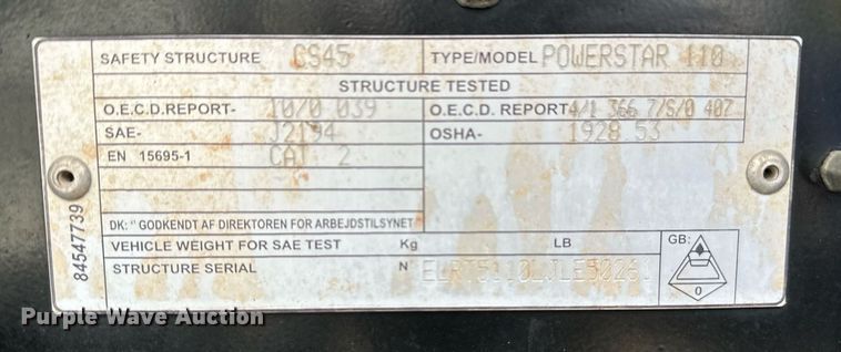 image for item LR9552 2019 New Holland Powerstar 110  MFWD tractor