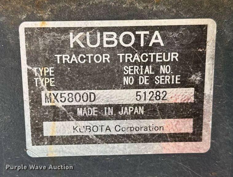 image for item LR9553 2017 Kubota MX5800D  MFWD tractor