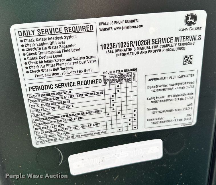 image for item LR9555 John Deere 1025R  MFWD tractor