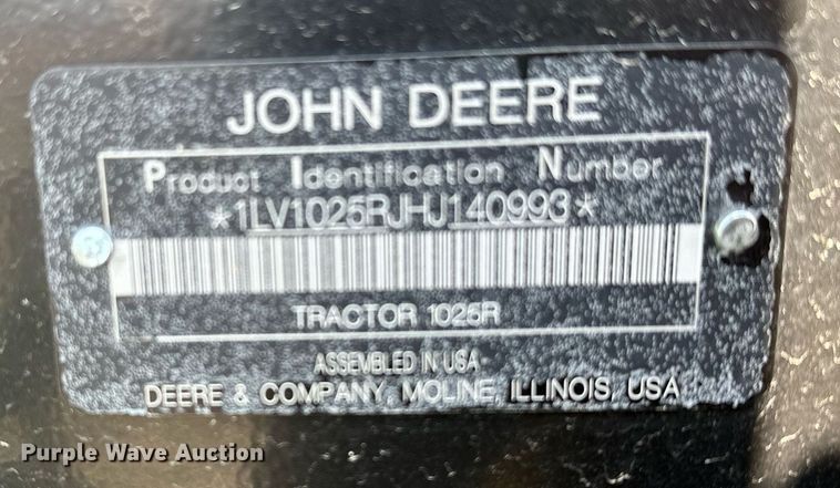 image for item LR9555 John Deere 1025R  MFWD tractor