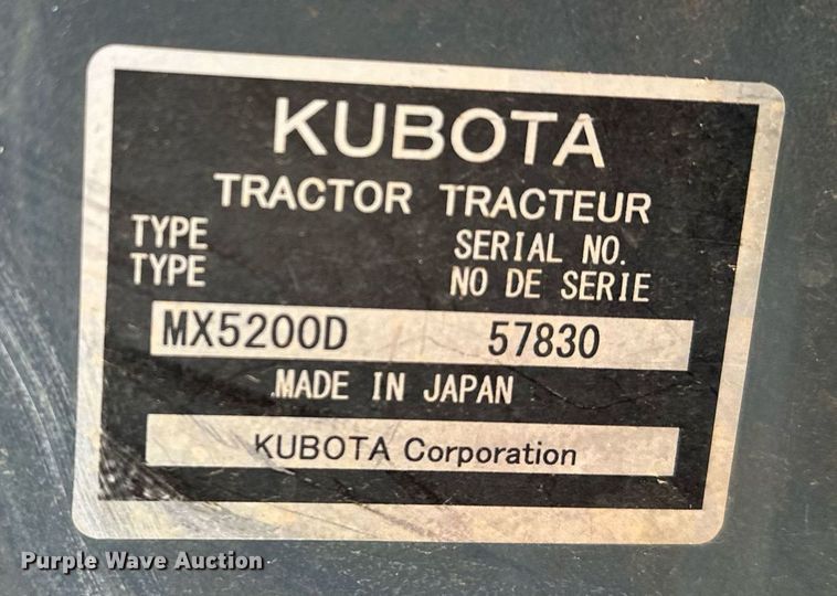 image for item LR9556 2016 Kubota MX5200  MFWD tractor