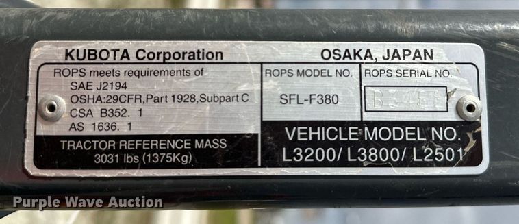 image for item LR9557 2020 Kubota L2501D  MFWD tractor